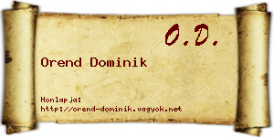 Orend Dominik névjegykártya